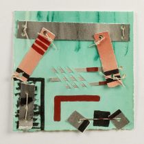 Chloe Freemantle (b.1950) Green Collage; and Four Springs mixed media with collage both 19 x 19cm (