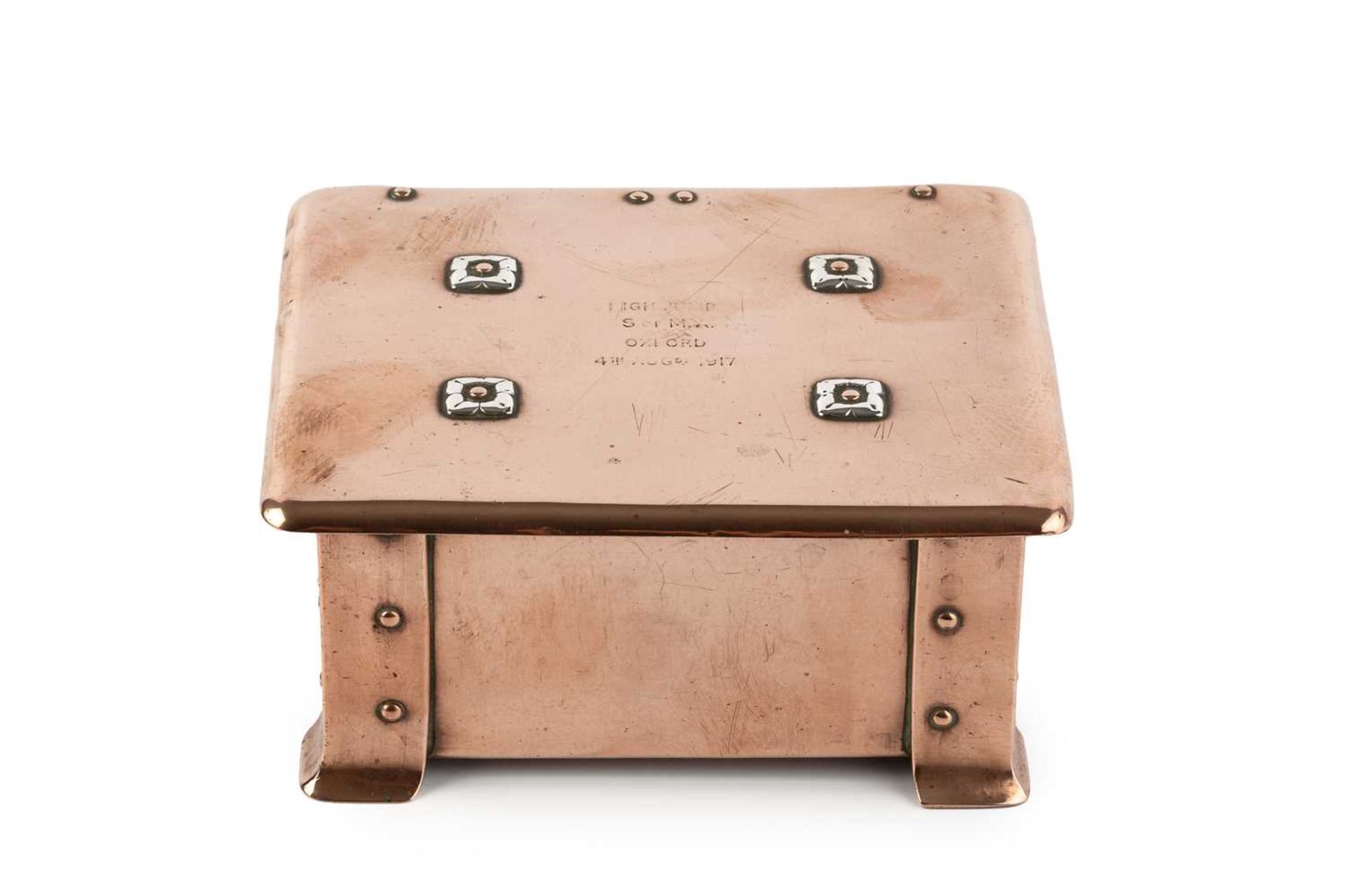 Albert Edward Jones (1878-1954) Arts & Crafts casket, early 20th Century copper with silver inset