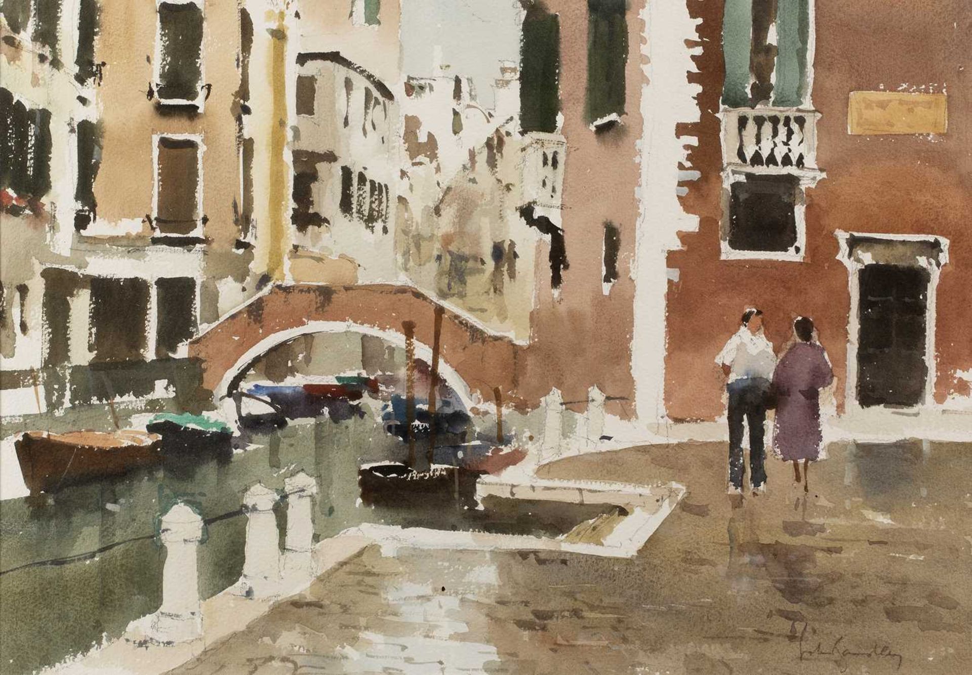 John Yardley (b.1933) Venice Canal signed in pencil (lower right) watercolour 34 x 49cm.