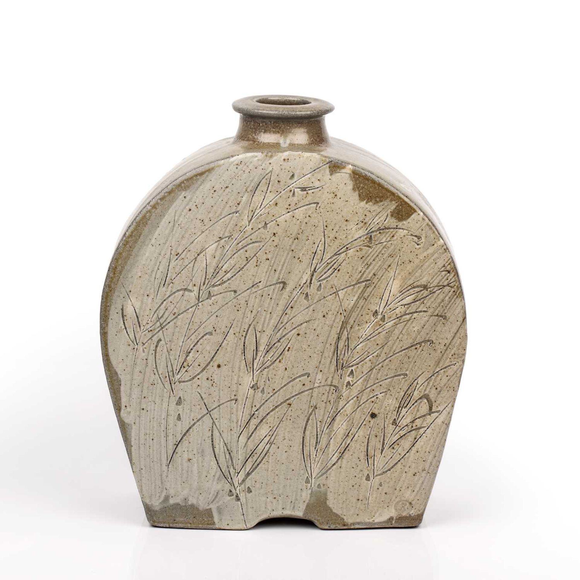 Phil Rogers (1951-2020) Large bottle vase, 1999 stoneware, with grey ash glaze, the body incised - Image 2 of 5