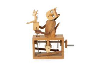 Matt Smith (b.1965) Cats automata signed and impressed '186' 19cm high, 14cm wide. Mechanism working