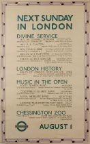 Lynton Lamb (1907-1977) Three London Transport posters: Next Sunday in London, 1937, 100x 63cm;