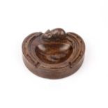 Robert Thompson of Kilburn (1876-1955) Mouseman ashtray, circa 1940s oak, shaped as a horseshoe