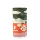 Sarina de Majo (Contemporary) Soup Tureen, Avocado, & Spoon painted cylinder vase 30cm high.