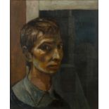 Circle of Lucian Freud (1922-2011) Portrait of a Young Man the canvas stamped for George Rowney &