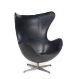 Arne Jacobsen (1902-1972) for Fritz Hansen Egg chair vinyl-covered chair with metal 'X' shaped
