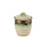 Richard Batterham (1936-2021) Large lidded jar stoneware, with running ash glazes 16.5cm high. The