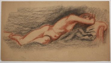 Mervyn Peake (1911-1968) A folio containing a gouache drawing of a Rhino, 56 x 70cm; a pastel nude