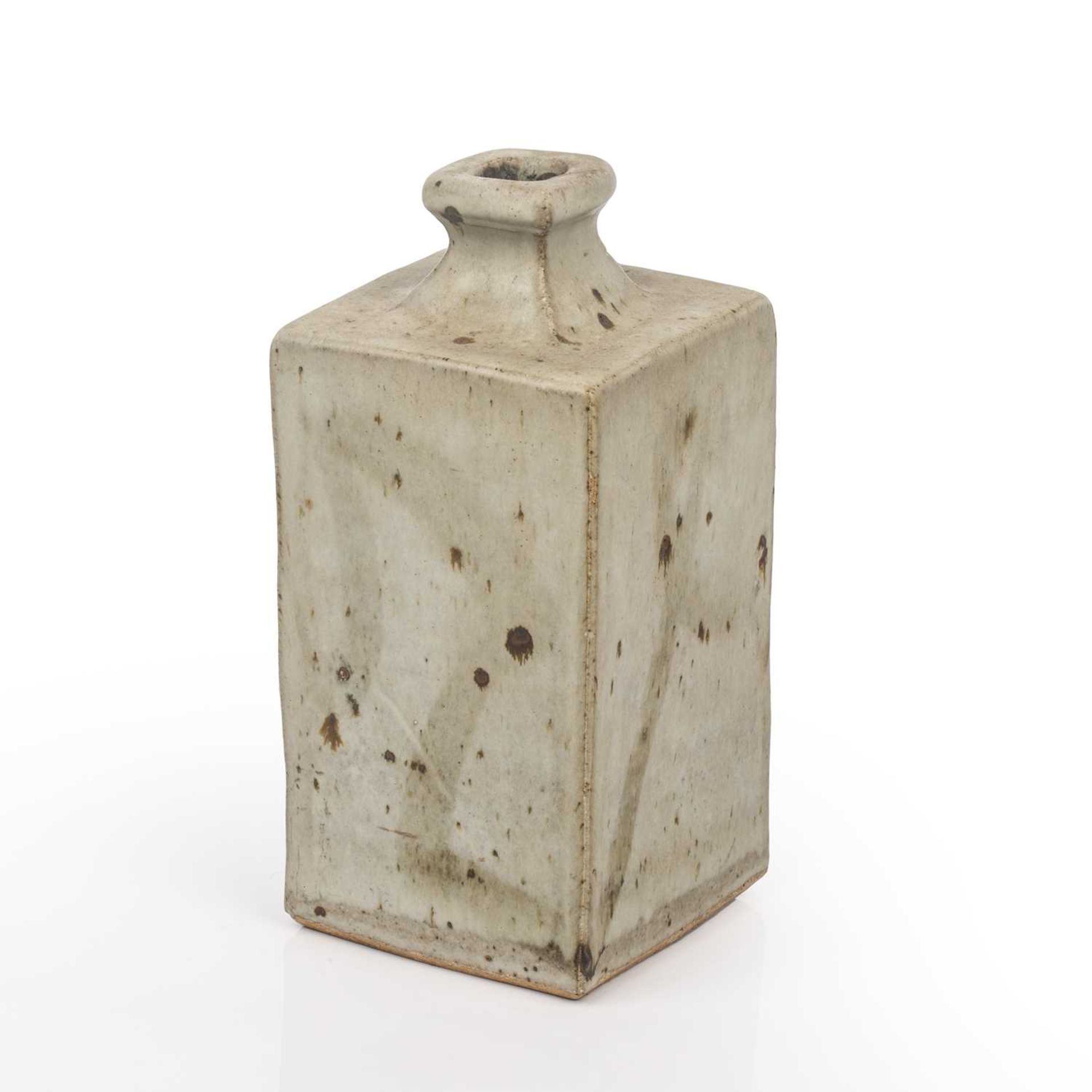 Phil Rogers (1951-2020) Bottle vase stoneware, square form with oatmeal glaze impressed potter's - Image 2 of 11