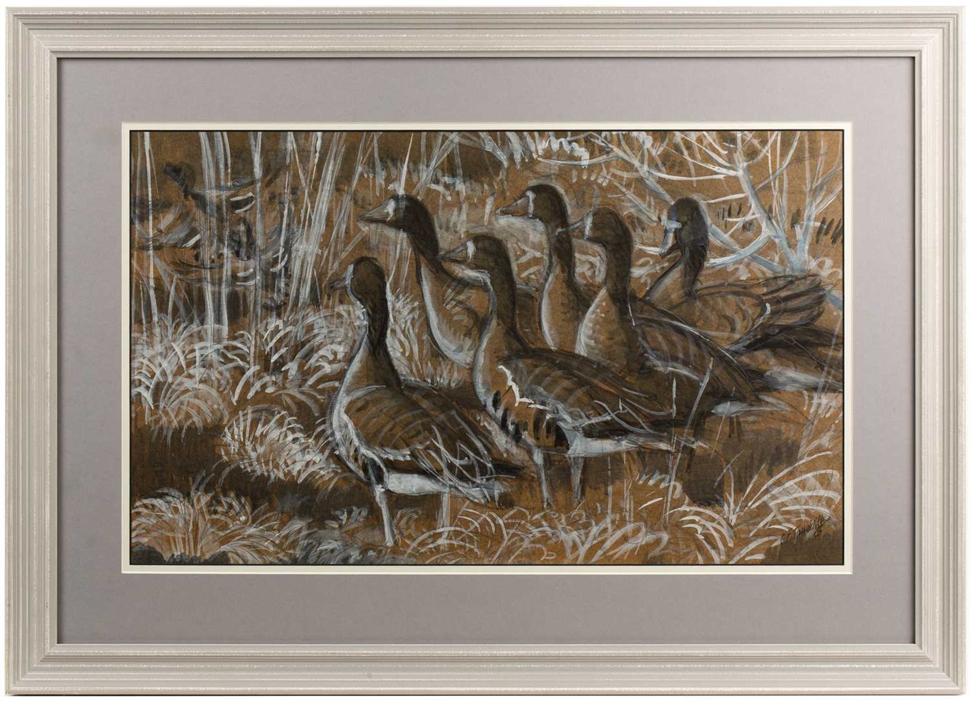 Charles Frederick Tunnicliffe (1901-1979) Canadian Geese signed (lower right) pencil, pastel, and - Image 2 of 3