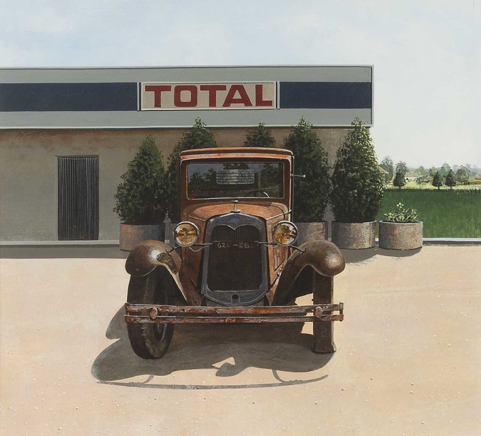 Peter Evans (b.1943) Total signed (lower right) oil on board 30 x 30cm. The picture has come