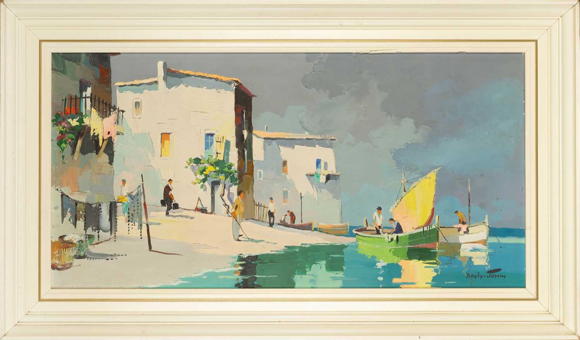 Charles Robert Doyly-John (1906-1993) Mediterranean Fishing Village signed (lower right) oil on - Bild 2 aus 3