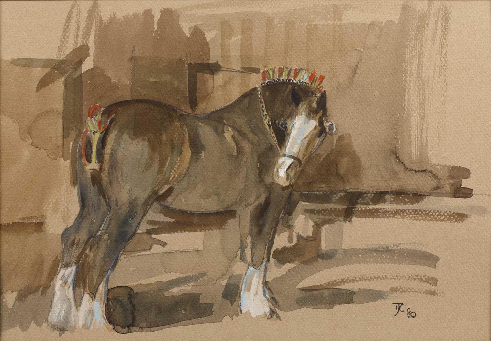 Thomas Coates (1941-2023) Study of a Shire Horse, 1980 signed and dated (lower right) watercolour 25