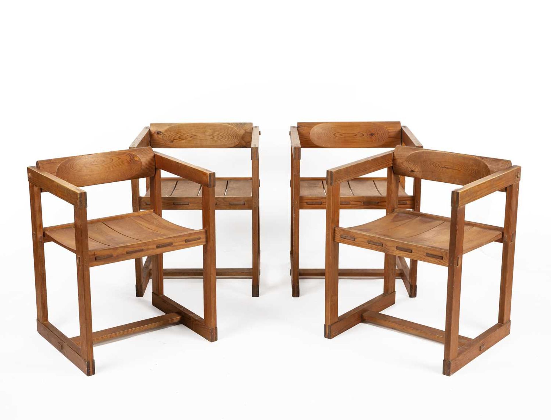 Edvin Helseth (1925-2017) Four Trybo chairs, circa 1960 pine with pegged joints 65cm high, 53cm wide - Image 2 of 6