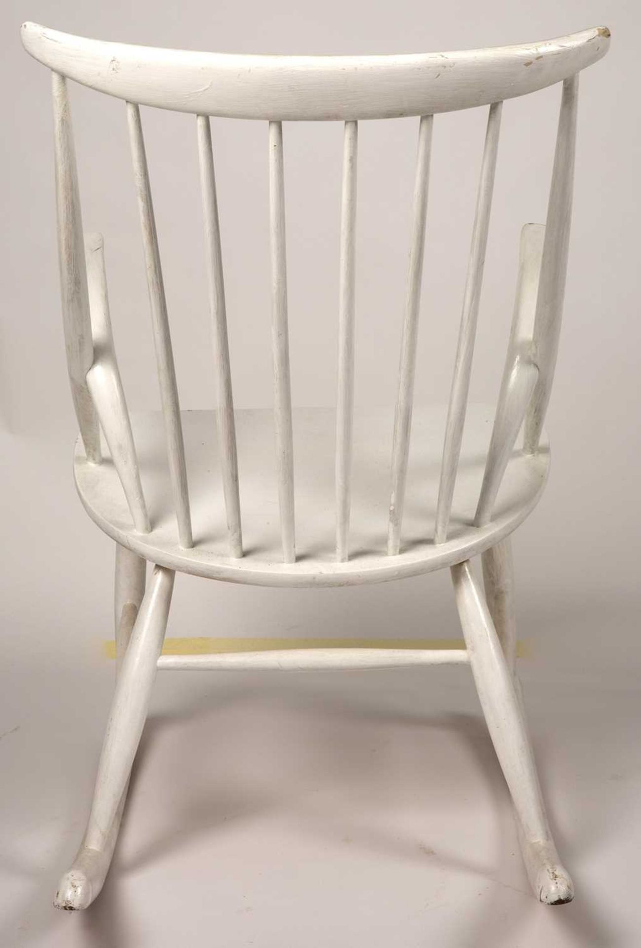 Illum Wikkelso for Neil Eilersen Rocking chair, designed in 1958 white painted wood 95cm high, 55cm - Image 3 of 4