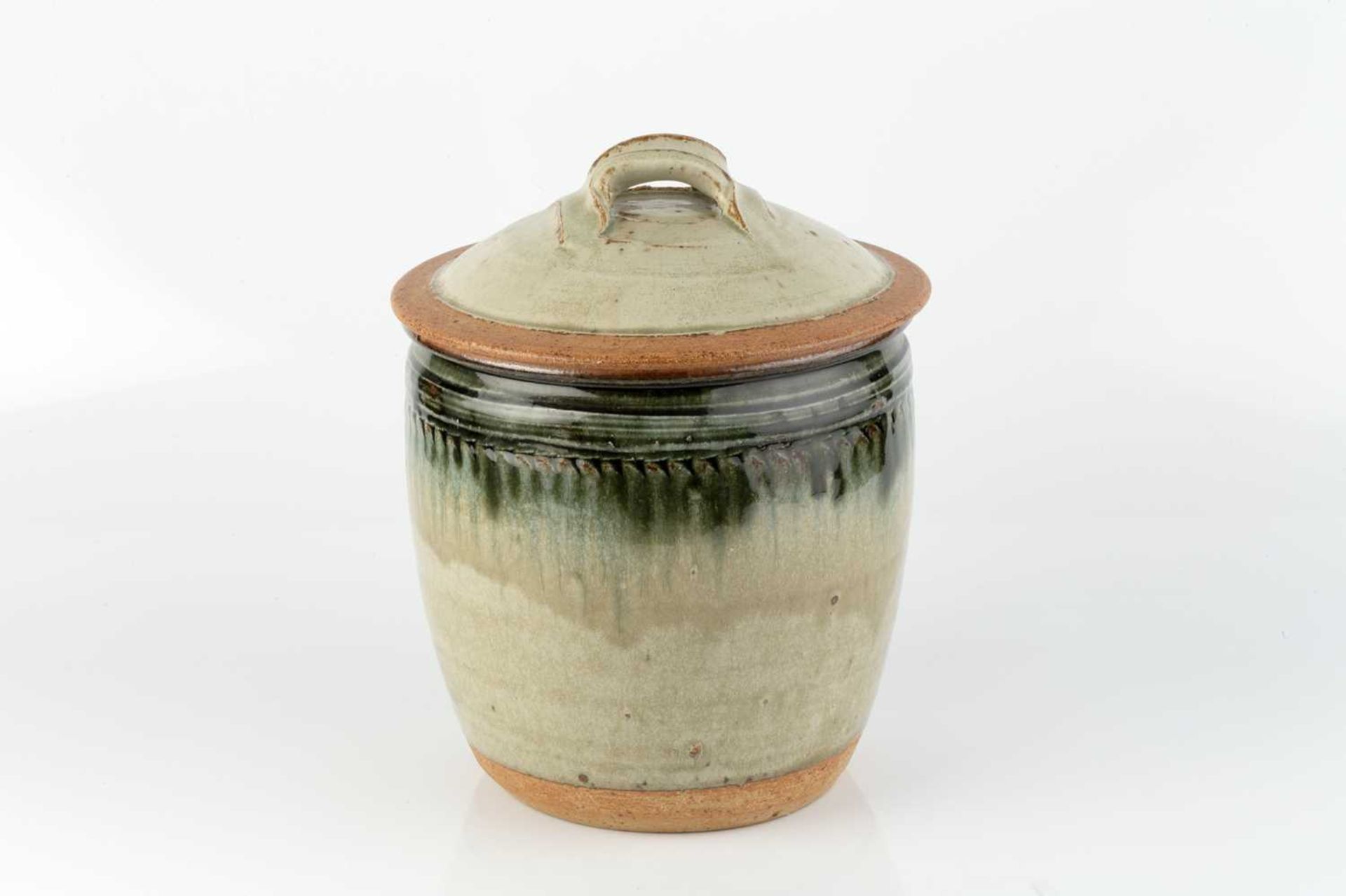 Richard Batterham (1936-2021) Large lidded jar stoneware, with running ash glazes 16.5cm high. The - Image 2 of 3