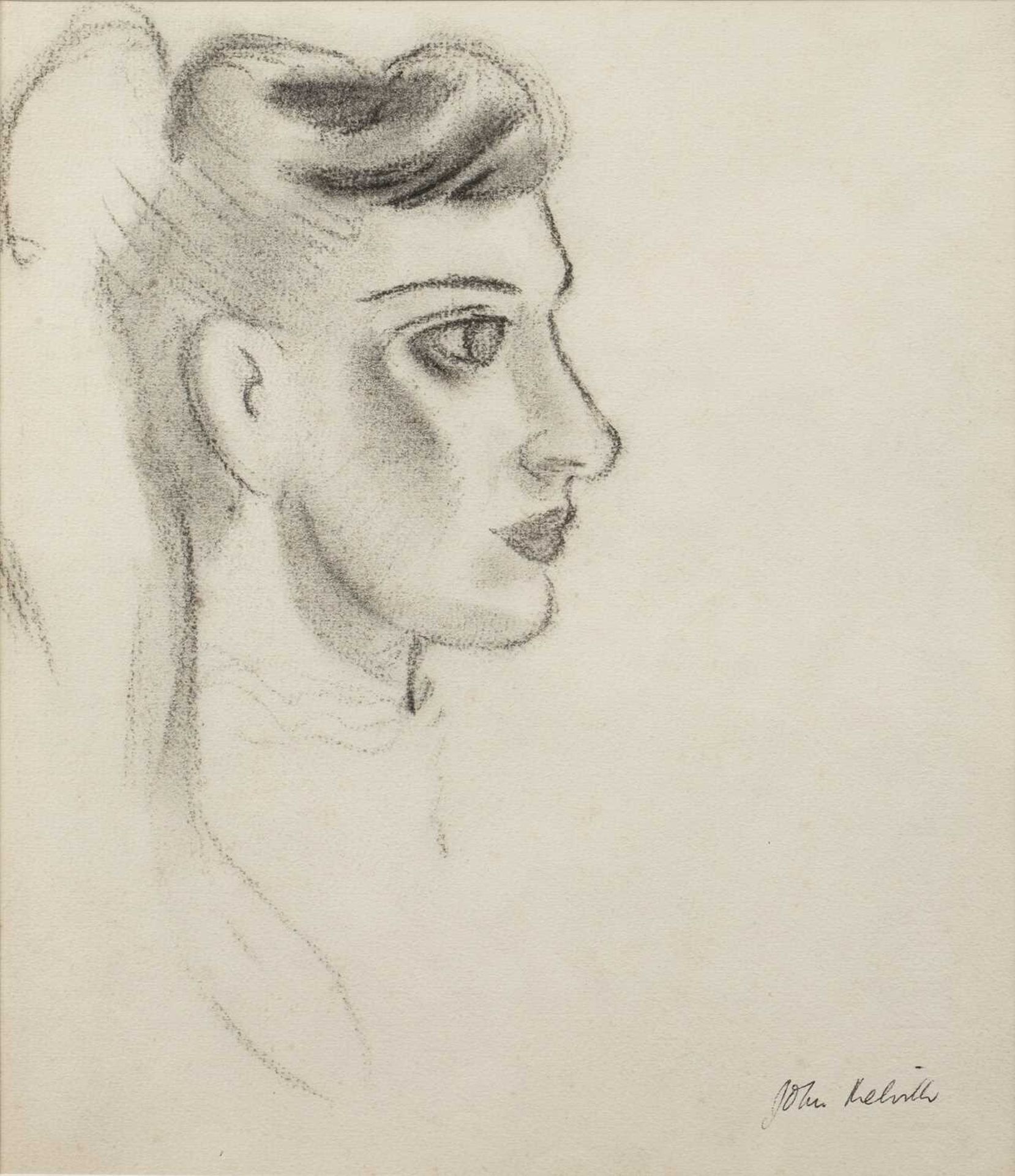 John Melville (1902-1986) Lady in Profile signed (lower right) charcoal 28 x 23cm; and another - Bild 2 aus 6