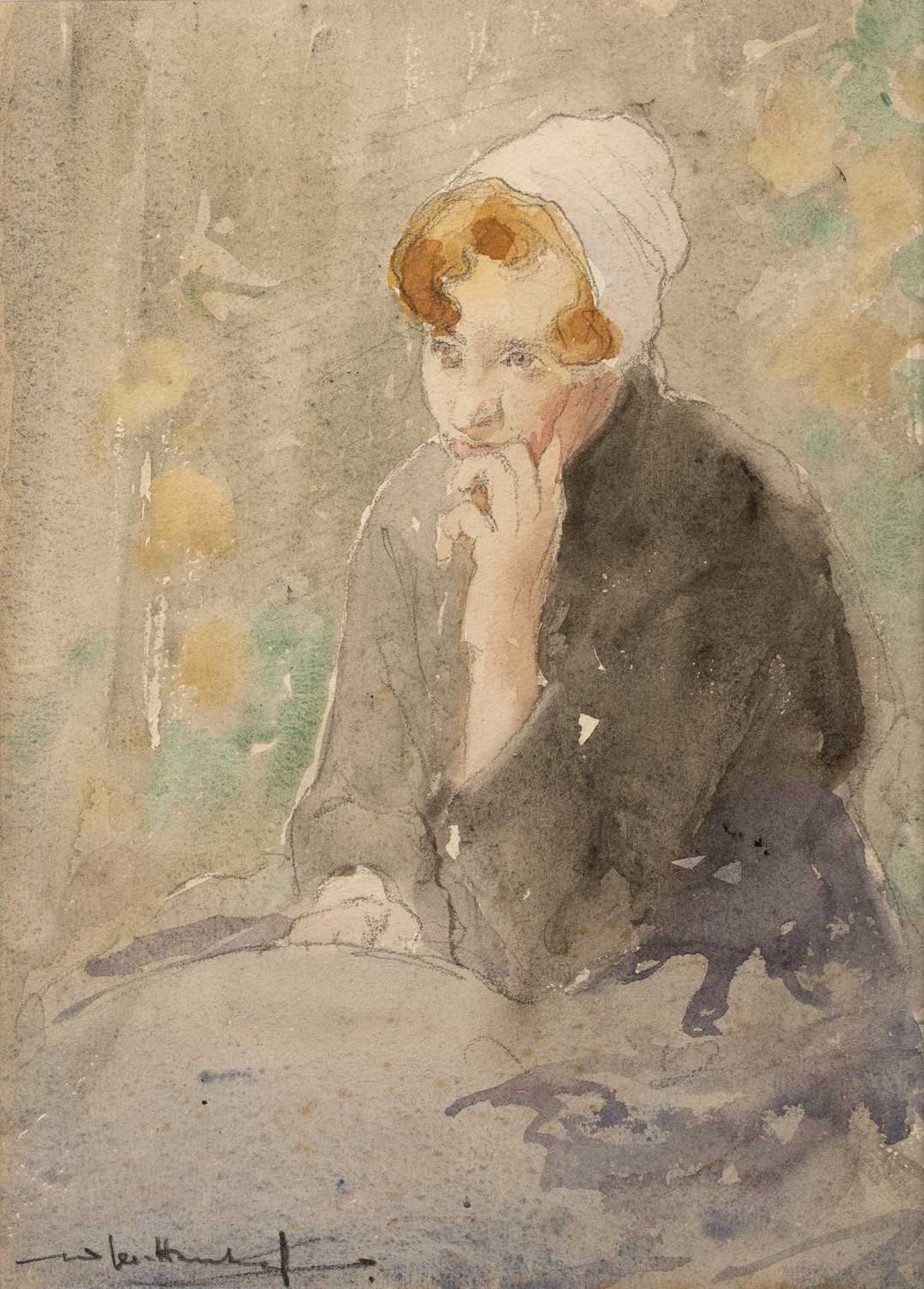 William Lee Hankey (1869-1952) Flemish Maid signed (lower left) watercolour 27 x 20cm.
