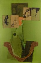 Peter Schmidt (1931-1980) Collaged Abstract signed (lower right) oil on board with ink and