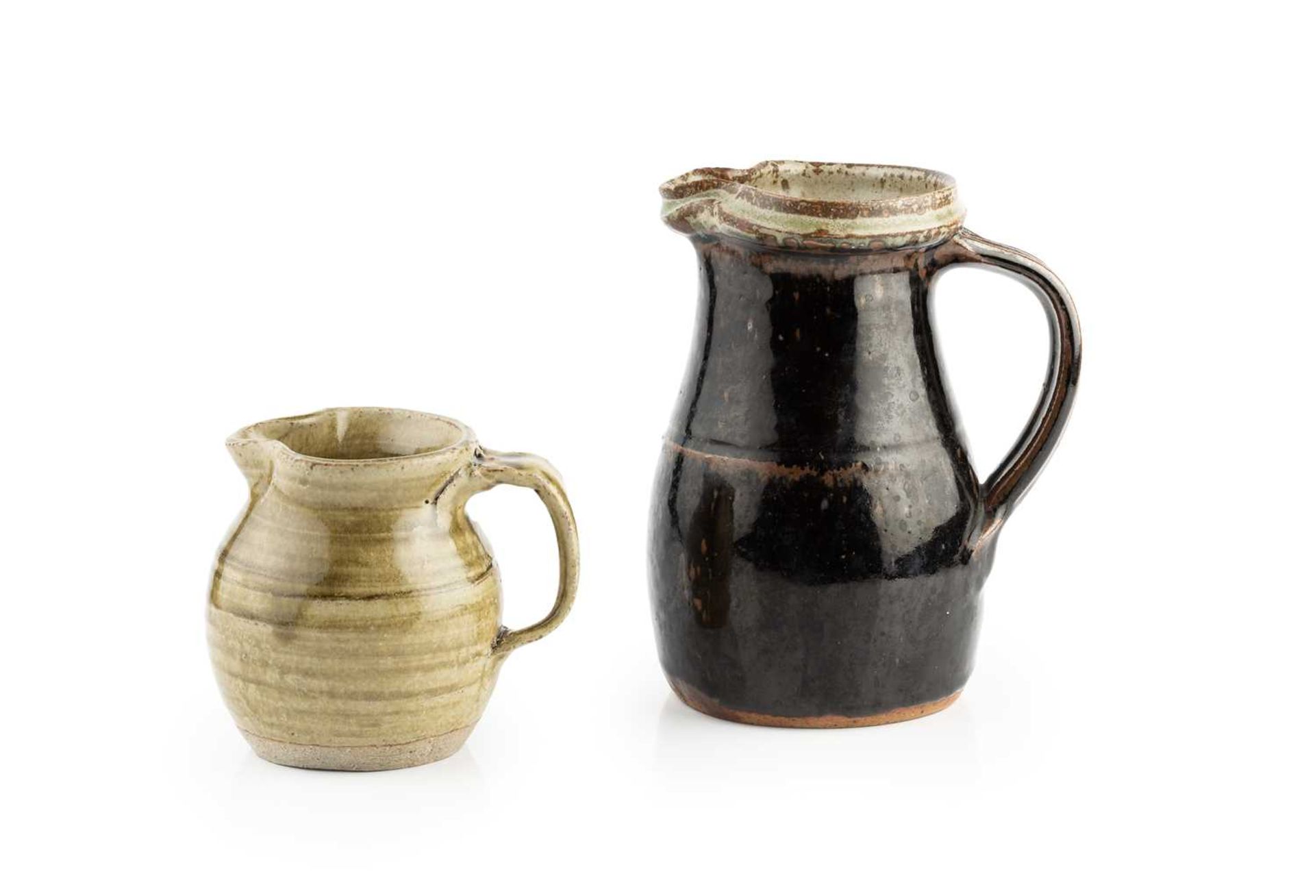 Richard Batterham (1936-2021) Jug tenmoku 18cm high; and an early Richard Batterham jug, 11cm