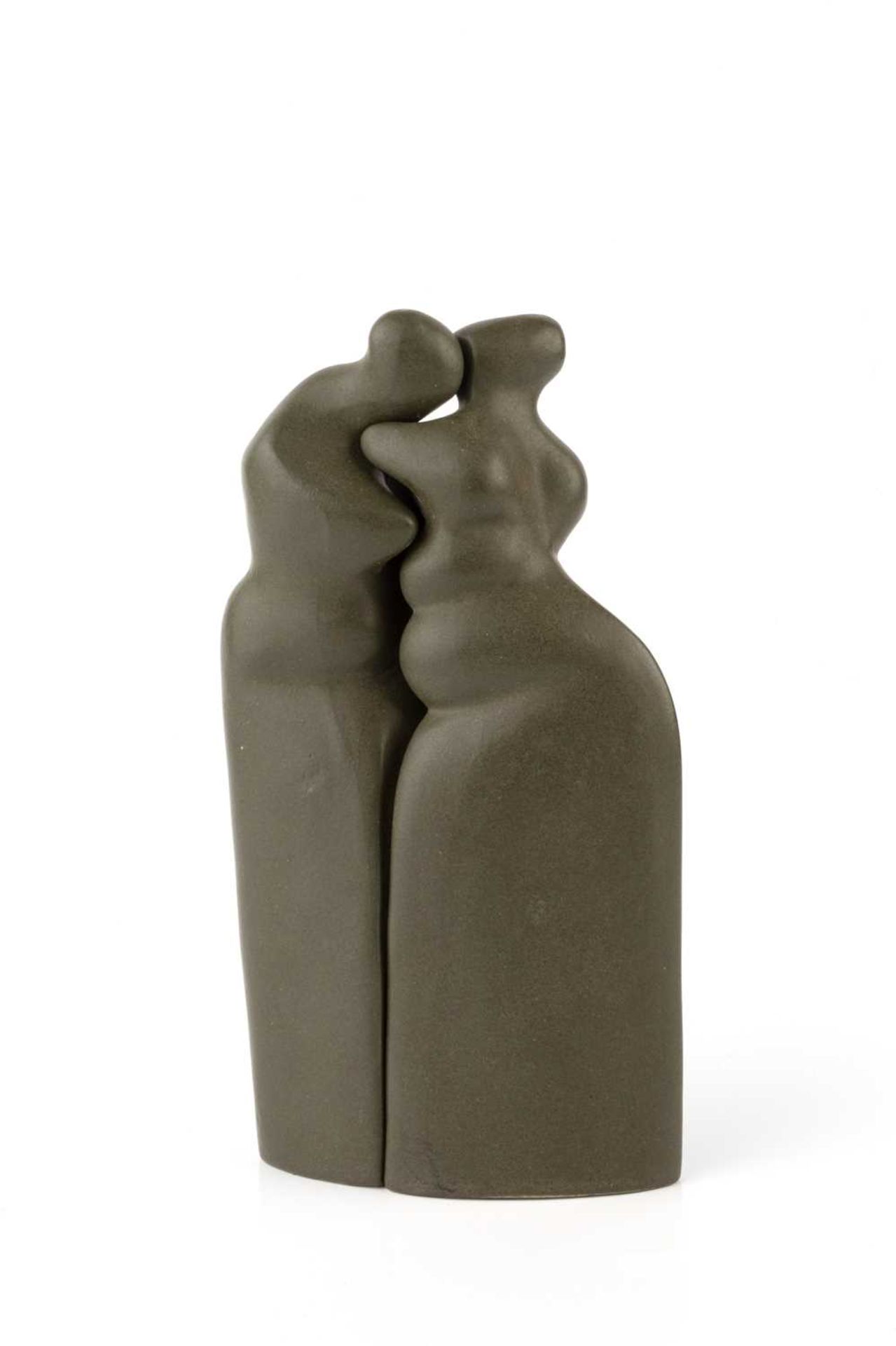 Peter Wright (1919-2003) Interlocking Figures, 1987 32/200, with a dark green glaze signed 21cm - Image 3 of 5