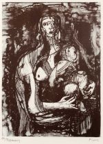 Henry Moore (1898-1986) Mother and Child, 1973-4 inscribed in pencil 'For Rosemary' and signed (in