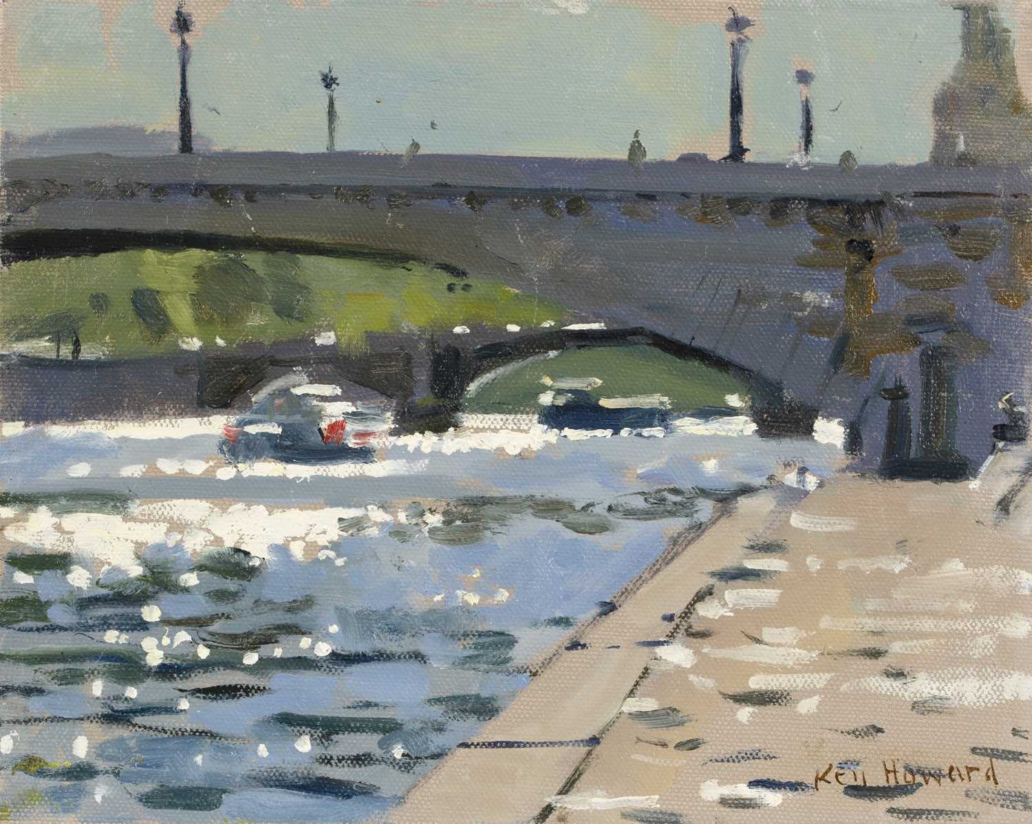 Ken Howard (1932-2022) Pont de la Tournelle, Morning Light, 2012 signed (lower right) oil on board