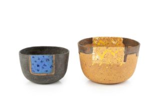 Robin Welch (1936-2019) Two small bowls stoneware impressed potter's seals largest 14cm across (