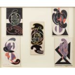 Edward Rogers (1911-1994) Five abstracts, 1976 each signed and dated mixed media on card largest