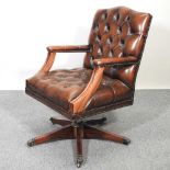 A leather desk chair