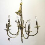 A brass chandelier