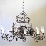 An iron chandelier
