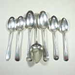 Seven silver table spoons