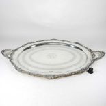 A large Victorian silver tray