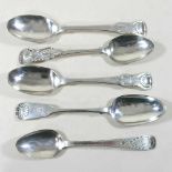 END OF DAY ONE - Five silver teaspoons