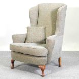 A wing armchair