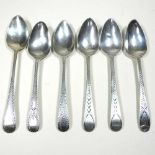 Six silver bright cut teaspoons