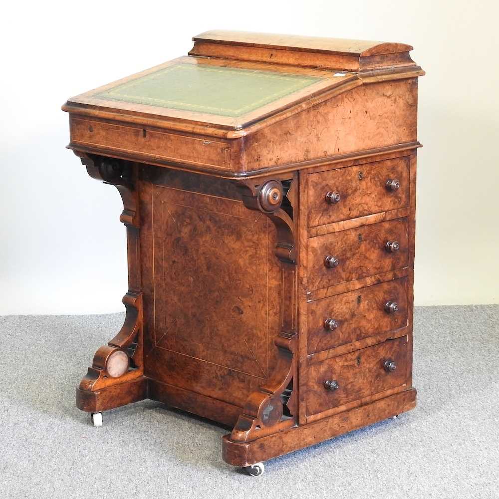 A Victorian walnut davenport