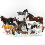 Various pottery horses