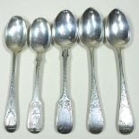 Five silver teaspoons