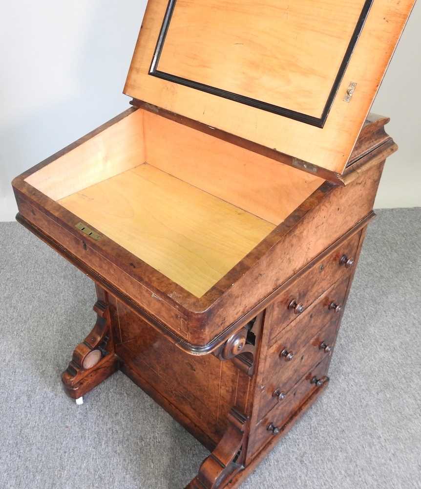 A Victorian walnut davenport - Image 2 of 6