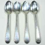 Four silver bright cut teaspoons