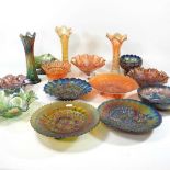 A collection of carnival glass