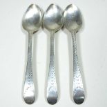 Three silver teaspoons, Hester Bateman