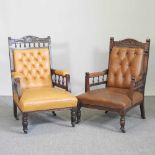 Two Victorian armchairs