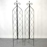 A pair of garden lattice spires