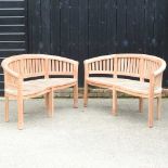 A pair of garden benches