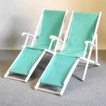A pair of deck chairs