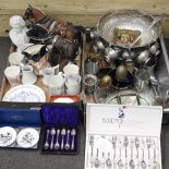 Two boxes of silver plate and china