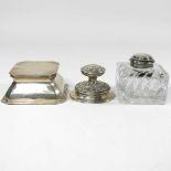 Three silver inkwells